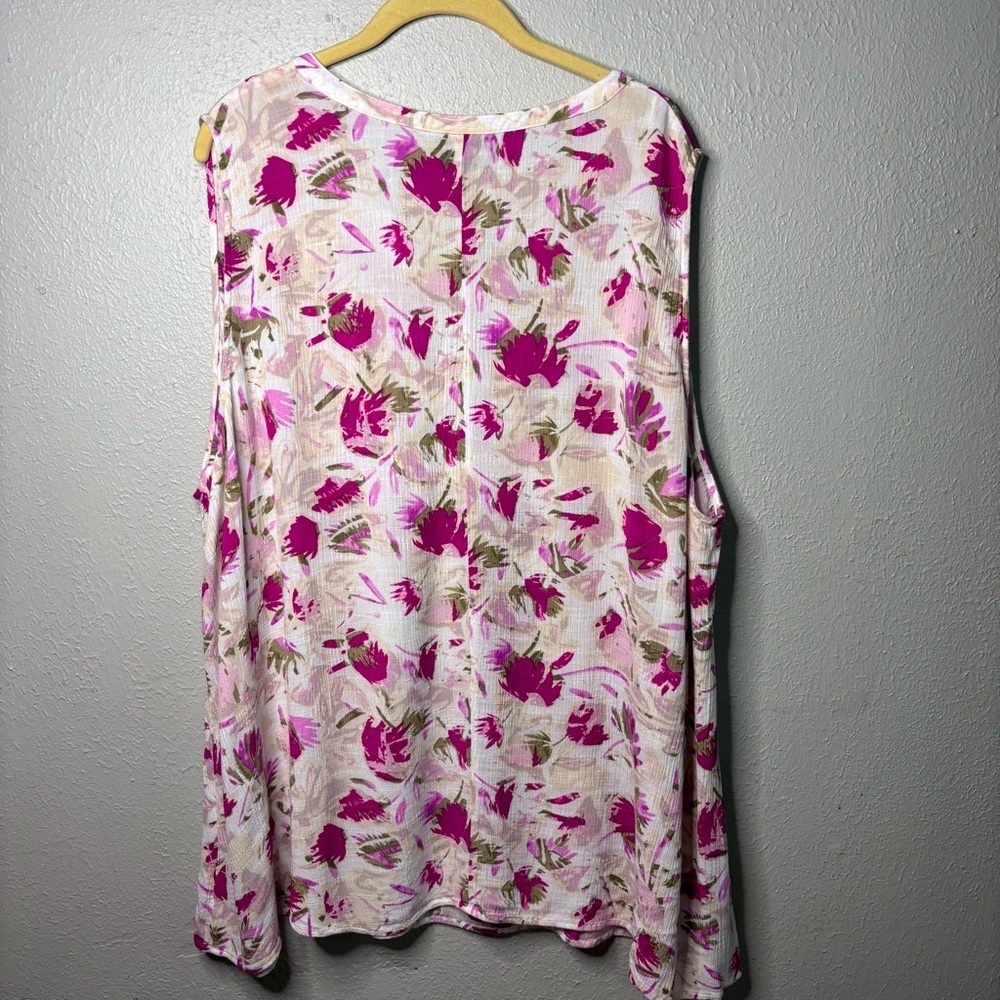 Lane Bryant Floral Sleeveless Top Plus Flowy Tunic Casual Cool Cottage Sz. 28p - Picture 4 of 5